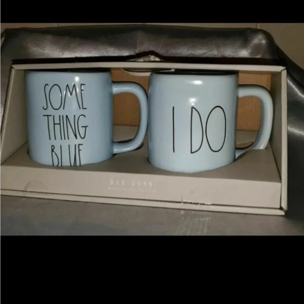 NIB Blue Rae Dunn I DO & SOMETHING BLUE Mugs 2pc Rae Dunn